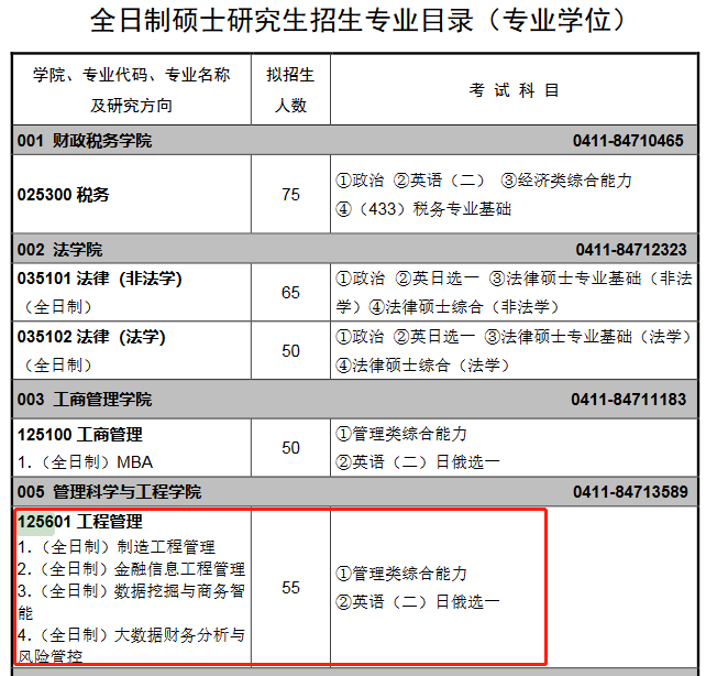 东北财经大学2022年MEM工程管理硕士招生简章