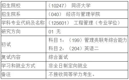 同济大学2023年工程管理（MEM）招生简章