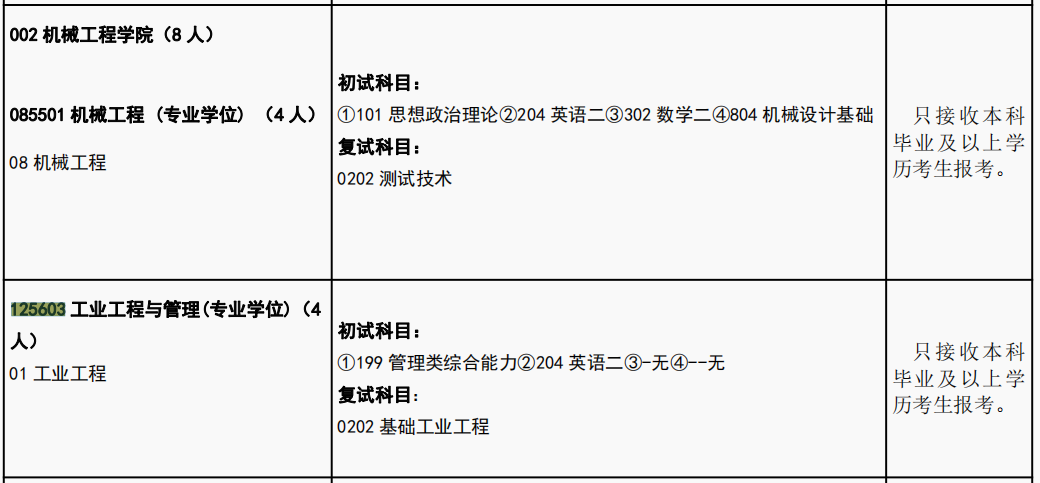 中北大学2024年MEM工业工程及物流工程专硕招生简章