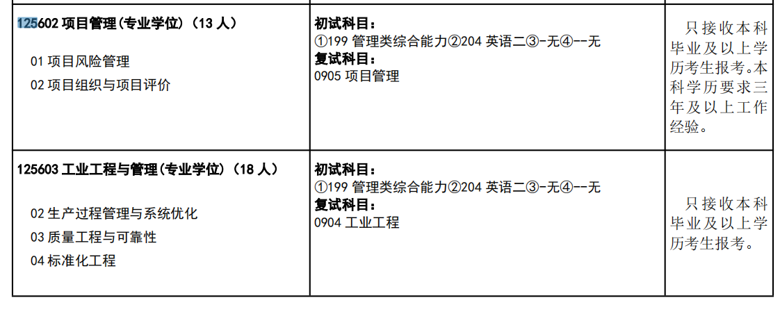 中北大学2025年MEM工程管理硕士招生简章