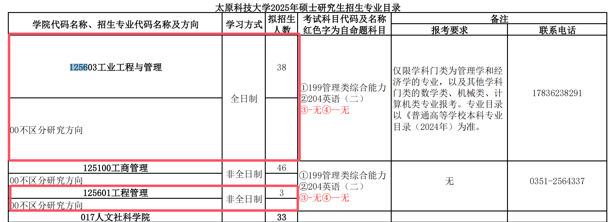 太原科技大学2025年MEM工程管理硕士招生简章